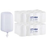 Pojemnik na ręczniki w roli z linii MERIDA HARMONY MINI za 25 zł netto przy zakupie 2 opakowań ręczników w roli MERIDA TOP CENTER PULL MINI RTB703 (24 x 80 m = 1 920 m, 5 472 listków)