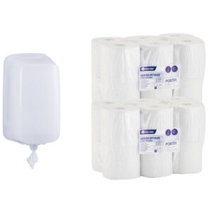Pojemnik na papier toaletowy w listkach MERIDA HARMONY MINI za 25 zł netto przy zakupie 2 opakowań papieru MERIDA OPTIMUM CENTER PULL MINI POB701 (24 x 80 m = 1 920 m, 9 600 listków)