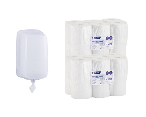 Pojemnik na papier toaletowy w listkach MERIDA HARMONY MINI za 25 zł netto przy zakupie 2 opakowań papieru MERIDA OPTIMUM CENTER PULL MINI POB701 (24 x 80 m = 1 920 m, 9 600 listków) Pojemnik na papier toaletowy w listkach MERIDA HARMONY MINI za 25 zł netto przy zakupie 2 opakowań papieru MERIDA OPTIMUM CENTER PULL MINI POB701 (24 x 80 m = 1 920 m, 9 600 listków)