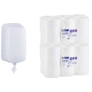 Pojemnik na papier toaletowy w listkach MERIDA HARMONY MINI za 25 zł netto przy zakupie 2 opakowań papieru MERIDA TOP CENTER PULL MINI PTB702 (24 x 100 m = 2 400 m, 12 000 listków)