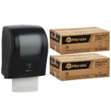 Automatyczny bezdotykowy podajnik ręczników MERIDA ONE czarny za 175 zł netto przy zakupie 2 kartonów ręczników MERIDA ECONOMY AUTOMATIC RAZ301