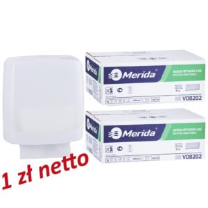 Pojemnik na ręczniki składane MERIDA HARMONY za 1 zł netto przy zakupie 2 kartonów ręczników składanych MERIDA OPTIMUM SLIM VOB202 (2 x 4200 = 8 400 listków)