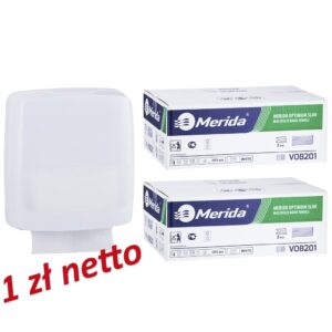 Pojemnik na ręczniki składane MERIDA HARMONY za 1 zł netto przy zakupie 2 kartonów ręczników składanych MERIDA OPTIMUM SLIM VOB201 (2 x 4200 = 8 400 listków)
