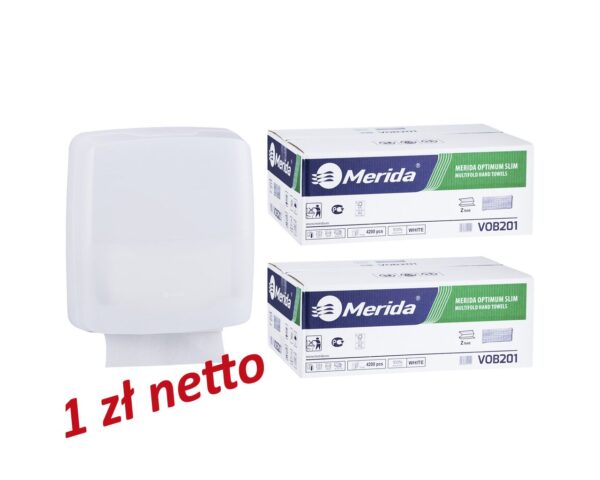 Pojemnik na ręczniki składane MERIDA HARMONY za 1 zł netto przy zakupie 2 kartonów ręczników składanych MERIDA OPTIMUM SLIM VOB201 (2 x 4200 = 8 400 listków) Pojemnik na ręczniki składane MERIDA HARMONY za 1 zł netto przy zakupie 2 kartonów ręczników składanych MERIDA OPTIMUM SLIM VOB201 (2 x 4200 = 8 400 listków)