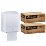 Mechaniczny podajnik ręczników MERIDA HARMONY za 75 zł netto przy zakupie 2 kartonów ręczników MERIDA ECONOMY AUTOMATIC RAZ301 (12 x 250 m = 3 000 m, 11 100 listków)