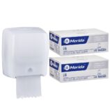 Mechaniczny podajnik ręczników MERIDA HARMONY za 75 zł netto przy zakupie 2 kartonów ręczników MERIDA CLASSIC AUTOMATIC RAB301 (12 x 250 m = 3 000 m, 11 100 listków)