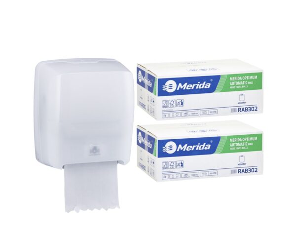 Mechaniczny podajnik ręczników MERIDA HARMONY za 75 zł netto przy zakupie 2 kartonów ręczników MERIDA OPTIMUM AUTOMATIC RAB302 (12 x 250 m = 3 000 m, 11 100 listków) Mechaniczny podajnik ręczników MERIDA HARMONY za 75 zł netto przy zakupie 2 kartonów ręczników MERIDA OPTIMUM AUTOMATIC RAB302 (12 x 250 m = 3 000 m, 11 100 listków)