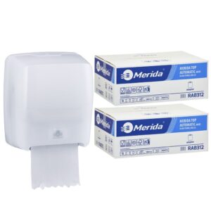 Mechaniczny podajnik ręczników MERIDA HARMONY za 75 zł netto przy zakupie 2 kartonów ręczników MERIDA TOP AUTOMATIC RAB312 (12 x 240 m = 2 800 m, 10 656 listków)
