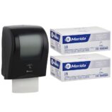 Automatyczny bezdotykowy podajnik ręczników MERIDA ONE czarny za 175 zł netto przy zakupie 2 kartonów ręczników MERIDA CLASSIC AUTOMATIC RAB301 (12 x 250 m = 3 000 m, 11 760 listków)