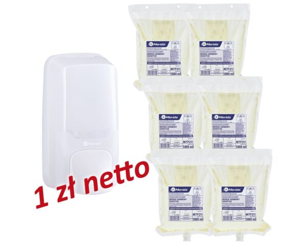Dozownik mydła w pianie MERIDA HARMONY za 1 zł netto przy zakupie 6 wkładów z mydłem MERIDA HARMONY SENSITIVE Dozownik mydła w pianie MERIDA HARMONY za 1 zł netto przy zakupie 6 wkładów z mydłem MERIDA HARMONY SENSITIVE