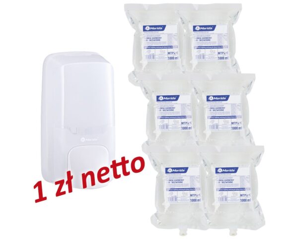 Dozownik mydła w pianie MERIDA HARMONY za 1 zł netto przy zakupie 6 wkładów z mydłem MERIDA HARMONY LUX BEZWONNE Dozownik mydła w pianie MERIDA HARMONY za 1 zł netto przy zakupie 6 wkładów z mydłem MERIDA HARMONY LUX BEZWONNE