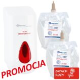 Dozownik żelu dezynfekcyjnego MERIDA TOP i 2 wkłady z żelem MERIDA o zapachu róży