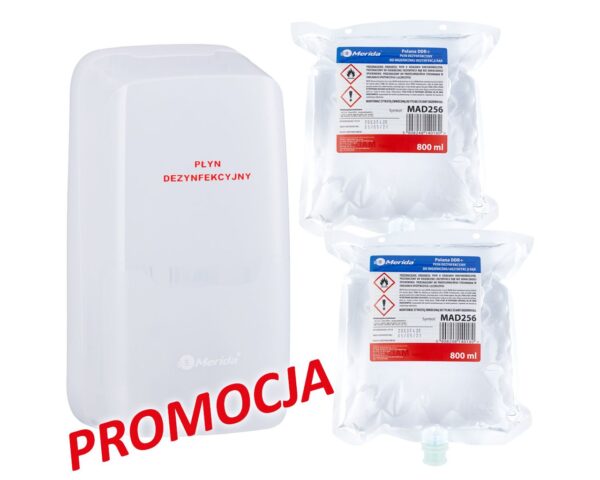 Automatyczny bezdotykowy dozownik płynu dezynfekcyjnego MERIDA HARMONY AUTOMATIC i 2 wkłady z płynem MERIDA POLANA DDR+ Automatyczny bezdotykowy dozownik płynu dezynfekcyjnego MERIDA HARMONY AUTOMATIC i 2 wkłady z płynem MERIDA POLANA DDR+