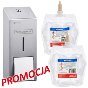Dozownik płynu dezynfekcyjnego MERIDA STELLA i 2 wkłady z płynem MERIDA POLANA DDR+