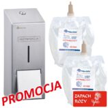 Dozownik żelu dezynfekcyjnego MERIDA STELLA i 2 wkłady z żelem MERIDA o zapachu róży