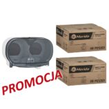 Pojemnik na dwie rolki papieru toaletowego bez gilzy MERIDA ONE biały za 25 zł netto przy zakupie 2 kartonów papiery toaletowego MERIDA ECONOMY (36 x 125 m = 4500 m, 18 000 listków)