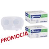 Pojemnik na dwie rolki papieru toaletowego bez gilzy MERIDA HARMONY za 25 zł netto przy zakupie 2 kartonów papiery toaletowego MERIDA OPTIMUM (36 x 85 m = 3060 m, 12 240 listków)
