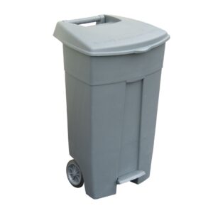 Duży pojemnik na odpady z pokrywą otwierany przyciskiem pedałowym, poj. 120 l SZARY