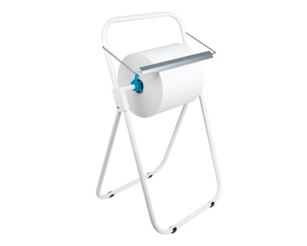 Stojak na przemysłowe czyściwa w rolach metalowy kolor BIAŁY Stojak na przemysłowe czyściwa w rolach metalowy kolor BIAŁY