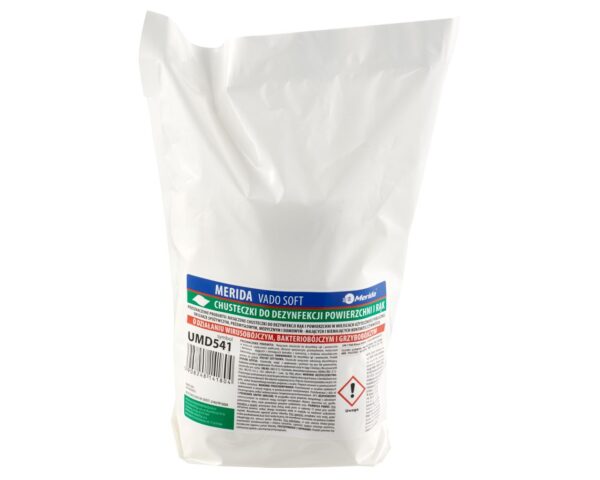 Chusteczki nasączone do dezynfekcji powierzchni rąk MERIDA VADO SOFT, wkład uzupełniający, 15 m, 100 listków Chusteczki nasączone do dezynfekcji powierzchni rąk MERIDA VADO SOFT, wkład uzupełniający, 15 m, 100 listków