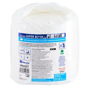 Chusteczki nasączone do czyszczenia powierzchni wodoodpornych MERIDA SUPER BŁYSK, rolka 65 m, 260 listków - wkład uzupełniający