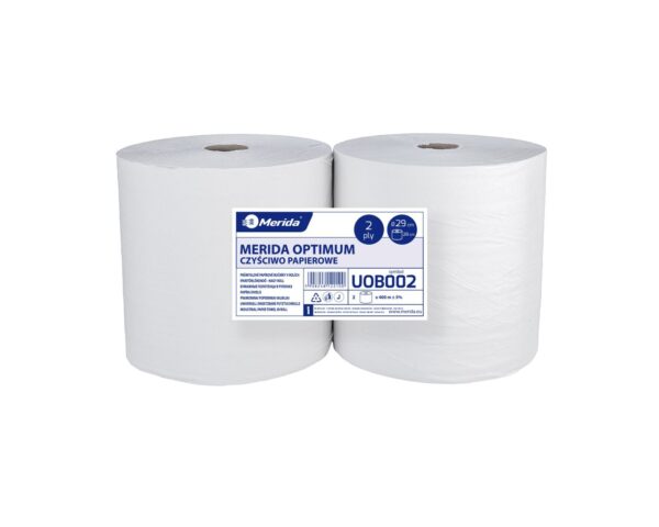 Czyściwo papierowe MERIDA OPTIMUM 29, długość 400 m, dwuwarstwowe, BIAŁE, zgrzewka 2 sztuki Czyściwo papierowe MERIDA OPTIMUM 29, długość 400 m, dwuwarstwowe, BIAŁE, zgrzewka 2 sztuki
