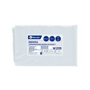 Jednorazowe worki na śmieci MERIDA, 50 x 60 cm, pojemność 35 l, paczka 50 szt., BIAŁE