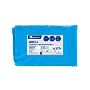 Jednorazowe worki na śmieci MERIDA, 50 x 60 cm, pojemność 35 l, paczka 50 szt., NIEBIESKIE