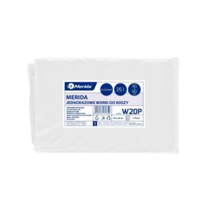 Jednorazowe worki na śmieci MERIDA, 50 x 60 cm, pojemność 35 l, paczka 50 szt., BEZBARWNE