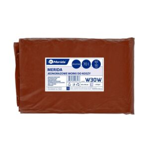 Jednorazowe worki na śmieci MERIDA, 60 x 90 cm, pojemność 70 l, paczka 50 szt., BRĄZOWE