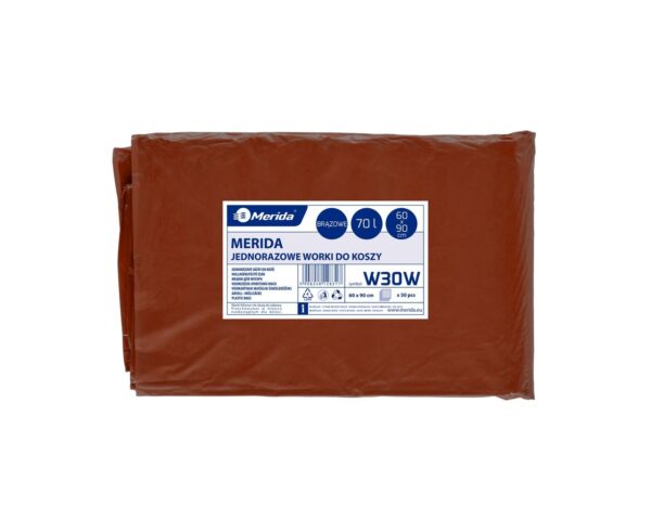 Jednorazowe worki na śmieci MERIDA, 60 x 90 cm, pojemność 70 l, paczka 50 szt., BRĄZOWE Jednorazowe worki na śmieci MERIDA, 60 x 90 cm, pojemność 70 l, paczka 50 szt., BRĄZOWE