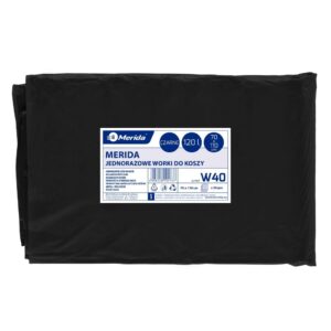 Jednorazowe worki na śmieci MERIDA, 70 x 110 cm, pojemność 120 l, paczka 50 szt., CZARNE
