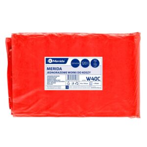 Jednorazowe worki na śmieci MERIDA, 70 x 110 cm, pojemność 120 l, paczka 50 szt., CZERWONE