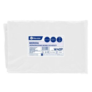 Jednorazowe worki na śmieci MERIDA, 70 x 110 cm, pojemność 120 l, paczka 50 szt., BEZBARWNE