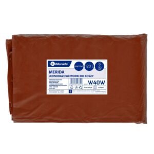 Jednorazowe worki na śmieci MERIDA, 70 x 110 cm, pojemność 120 l, paczka 50 szt., BRĄZOWE