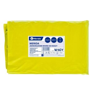 Jednorazowe worki na śmieci MERIDA, 70 x 110 cm, pojemność 120 l, paczka 50 szt., ŻÓŁTE