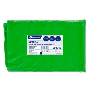 Jednorazowe worki na śmieci MERIDA, 70 x 110 cm, pojemność 120 l, paczka 50 szt., ZIELONE