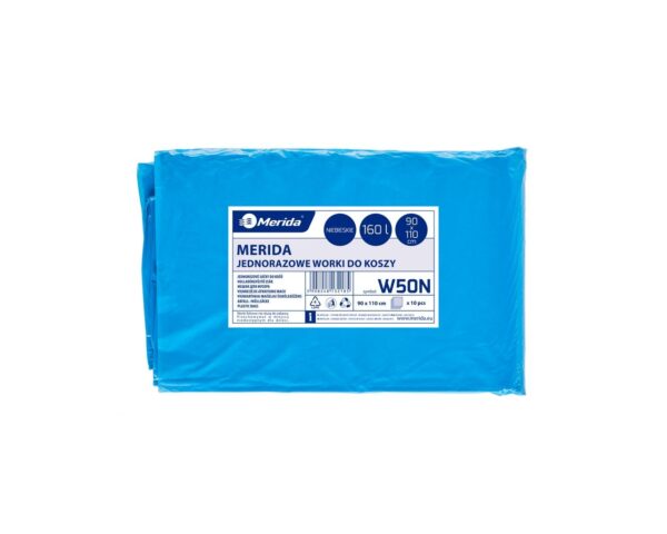 Jednorazowe worki na śmieci MERIDA, 90 x 110 cm, pojemność 160 l, paczka 10 szt., NIEBIESKIE Jednorazowe worki na śmieci MERIDA, 90 x 110 cm, pojemność 160 l, paczka 10 szt., NIEBIESKIE