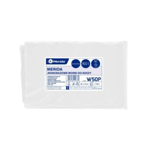 Jednorazowe worki na śmieci MERIDA, 90 x 110 cm, pojemność 160 l, paczka 10 szt., BEZBARWNE