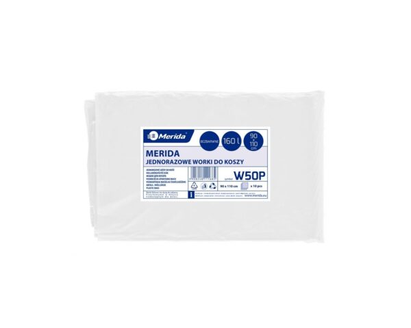 Jednorazowe worki na śmieci MERIDA, 90 x 110 cm, pojemność 160 l, paczka 10 szt., BEZBARWNE Jednorazowe worki na śmieci MERIDA, 90 x 110 cm, pojemność 160 l, paczka 10 szt., BEZBARWNE