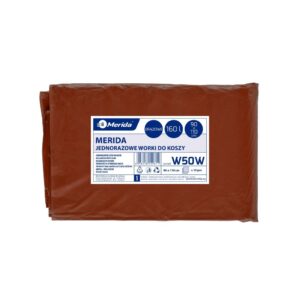 Jednorazowe worki na śmieci MERIDA, 90 x 110 cm, pojemność 160l, paczka 10 szt., BRĄZOWE