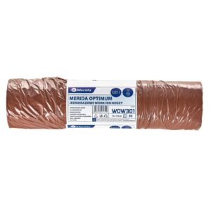 Jednorazowe worki na śmieci MERIDA OPTIMUM, 70 x 110 cm, pojemność 120 l, rolka 50 szt., BRĄZOWE