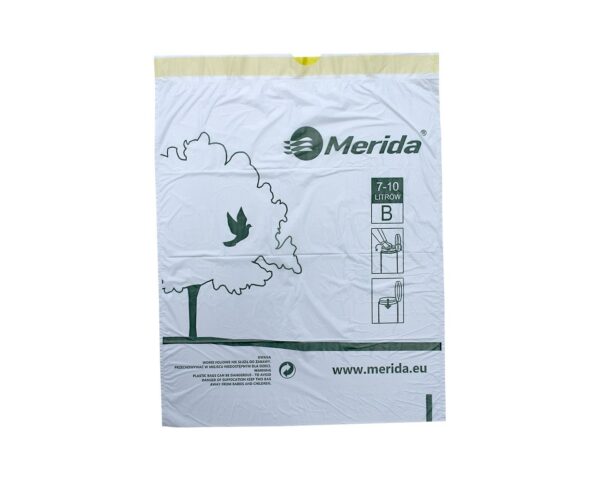 Jednorazowe worki na śmieci z taśmą ściągającą, zapachowe MERIDA TOP, pojemność 7-10 l, rolka 25 szt., BIAŁE Jednorazowe worki na śmieci z taśmą ściągającą, zapachowe MERIDA TOP, pojemność 7-10 l, rolka 25 szt., BIAŁE