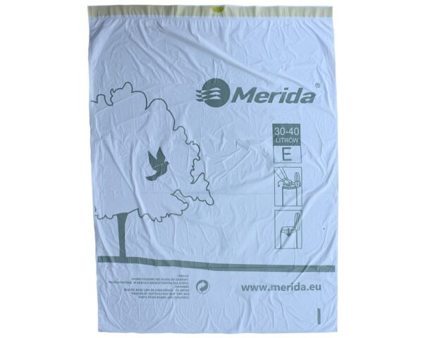 Jednorazowe worki na śmieci z taśmą ściągającą, zapachowe MERIDA TOP, pojemność 30-40 l, rolka 12 szt., BIAŁE Jednorazowe worki na śmieci z taśmą ściągającą, zapachowe MERIDA TOP, pojemność 30-40 l, rolka 12 szt., BIAŁE